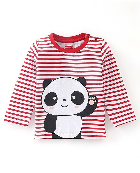 Babyhug Cotton Knit Full Sleeves Panda Printed Night Suit - Red