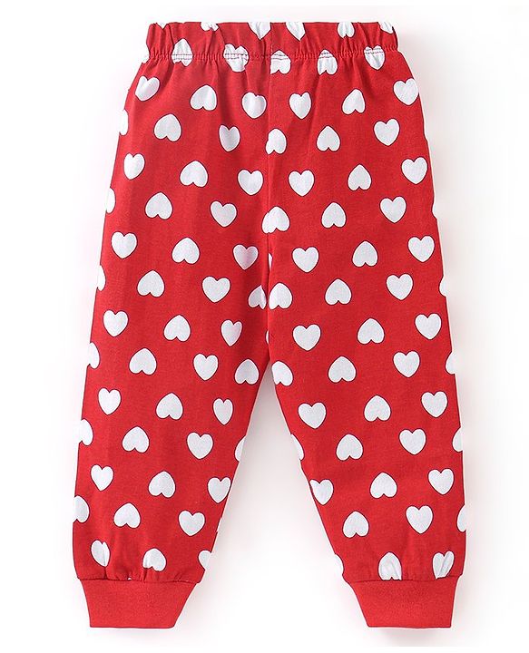 Babyhug Cotton Knit Full Sleeves Panda Printed Night Suit - Red