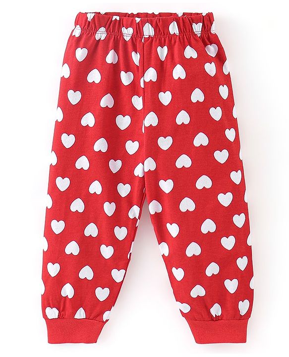 Babyhug Cotton Knit Full Sleeves Panda Printed Night Suit - Red