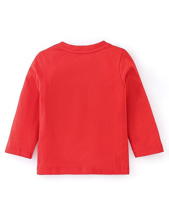 Babyhug Cotton Knit Full Sleeves Stars Printed Night Suit - Red