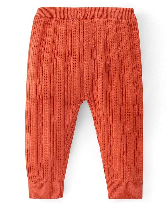 Babyhug Knit Full Length Winter Wear Lounge Pant  -Rust