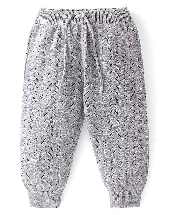 Babyhug Knitted Full Length Fleece Pant - Grey