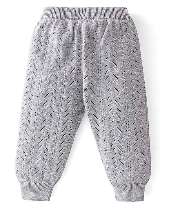 Babyhug Knitted Full Length Fleece Pant - Grey