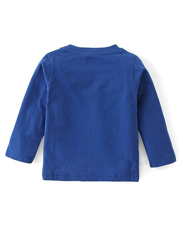 Babyhug Cotton Single Jersey Knit Full Sleeves Night Suit Mask Print - Navy Blue & White