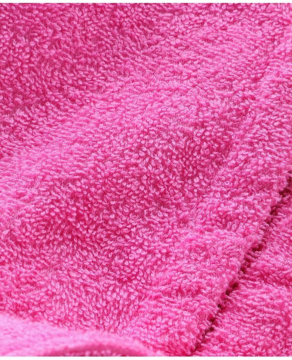 Babyhug Woven Terry Full Sleeves Hooded Bath Robe Elephant Patch - Pink