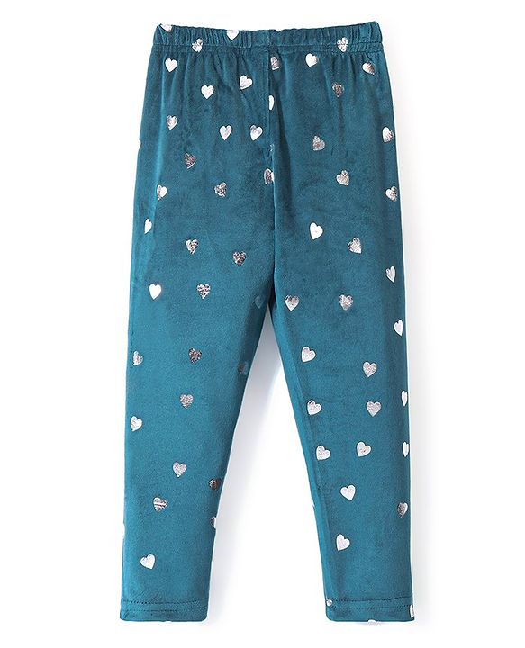 Babyhug Fleece Full Length Woollen Pant Heart Design - Teall