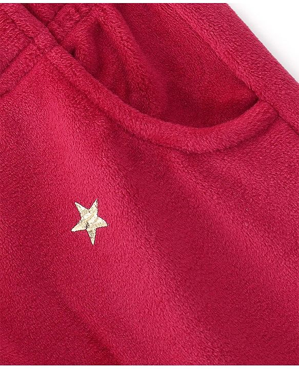 Babyhug Full Length Fleece & Woollen Pant Stars Printed - Fuchsia