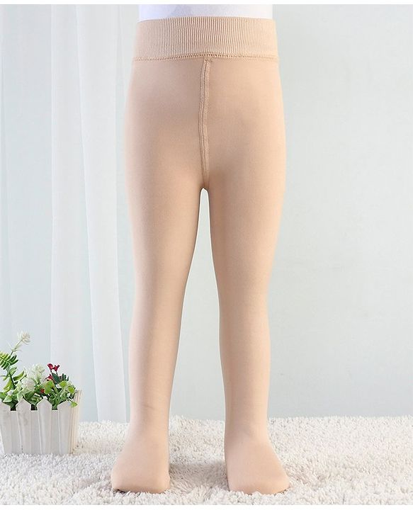 Babyhug Knitted Solid Color Fleece and Woollen Footed Legging - Beige