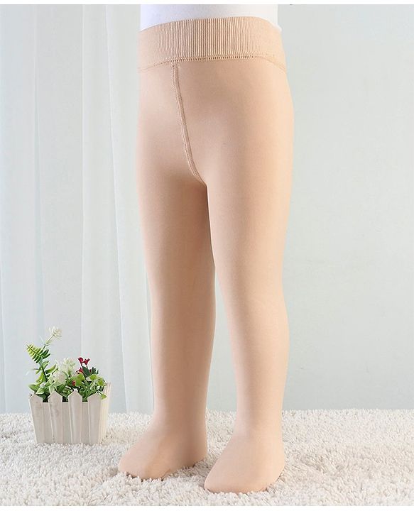 Babyhug Knitted Solid Color Fleece and Woollen Footed Legging - Beige