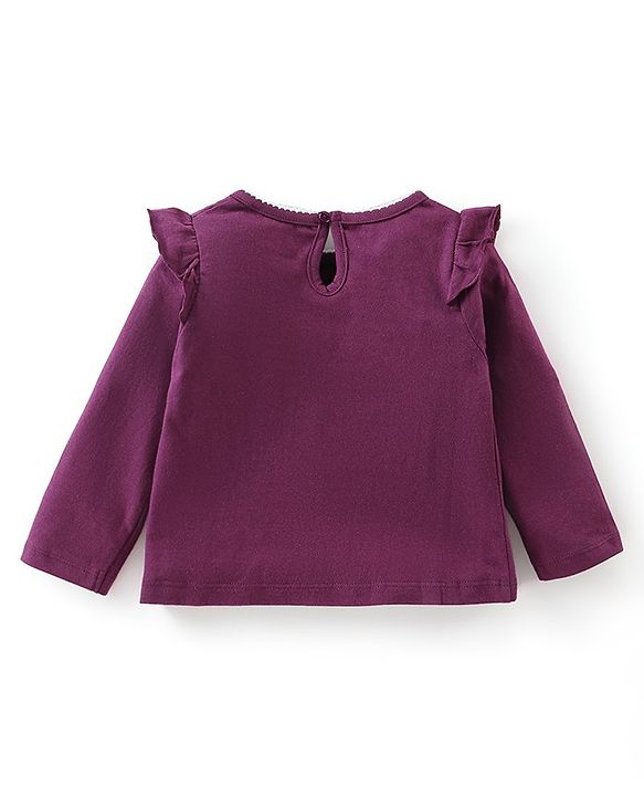 Babyhug Cotton Knit Full Sleeves Night Suit With Unicorn Print - Purple