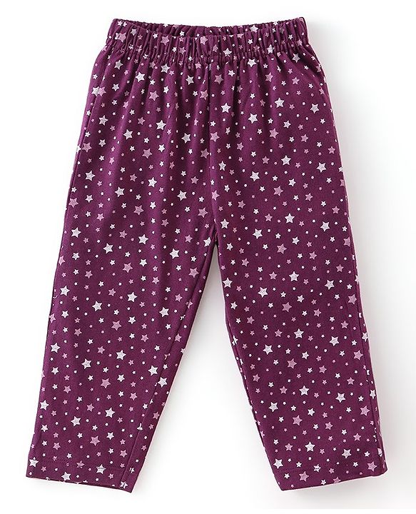 Babyhug Cotton Knit Full Sleeves Night Suit With Unicorn Print - Purple