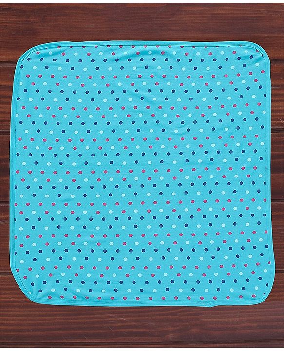 Babyhug Double Ply Terry Knit Towel L 76.2 X 76.2 cm Polka Dot Print - Blue