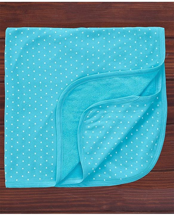 Babyhug Double Ply Terry Knit Towel L 76.2 X 76.2 cm Polka Dot Print - Blue