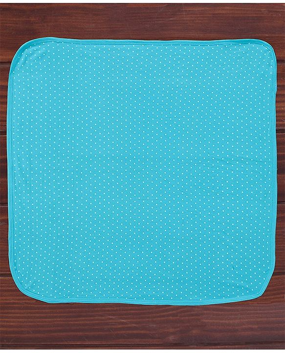 Babyhug Double Ply Terry Knit Towel L 76.2 X 76.2 cm Polka Dot Print - Blue