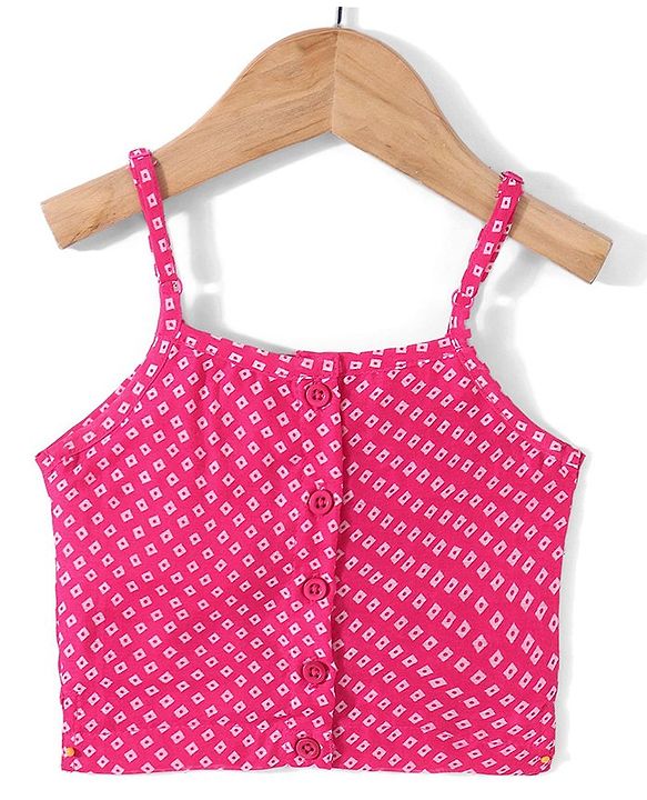 Babyhug Half Sleeves Embroidered Jacket with Bandhani Printed Top and Palazzo  Set - Fuchsia
