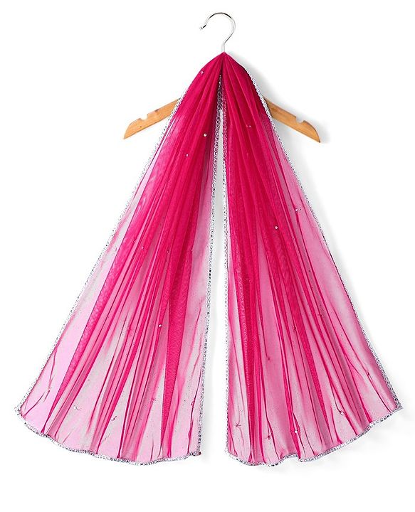 Babyhug 100% Cotton Woven Short Sleeve Bandhani Printed Lehenga Choli and Dupatta - Fuschia