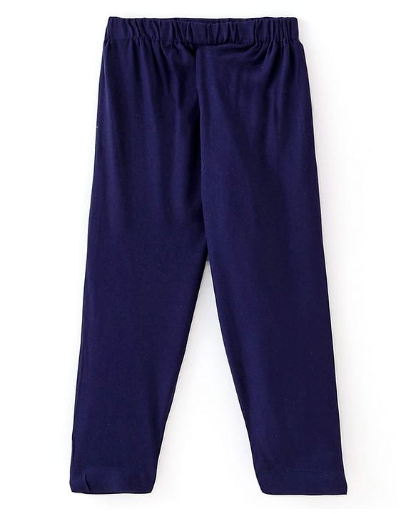 Babyhug Full Sleeves Sequenced Pathani Kurta Pyjama Set - Navy Blue