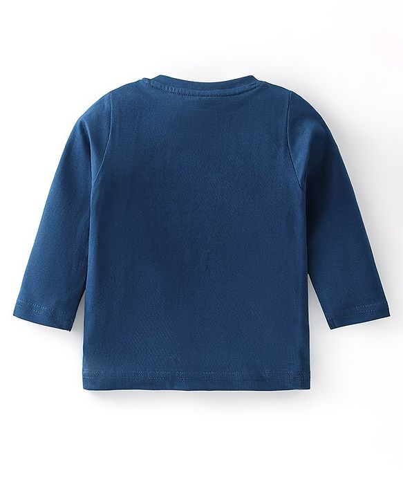 Babyhug Cotton Knit Full Sleeves Tiger Printed & Striped Night Suit - Navy Blue