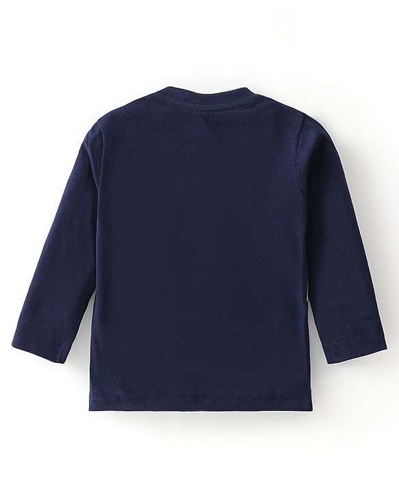 Babyhug Cotton Knit Full Sleeves Night Suit Crocodile Printed - Navy Blue