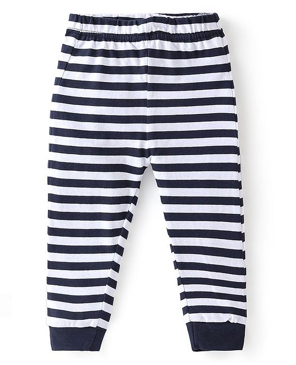 Babyhug Cotton Knit Full Sleeves Night Suit Crocodile Printed - Navy Blue