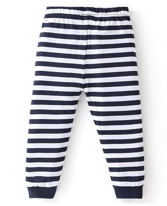 Babyhug Cotton Knit Full Sleeves Night Suit Crocodile Printed - Navy Blue