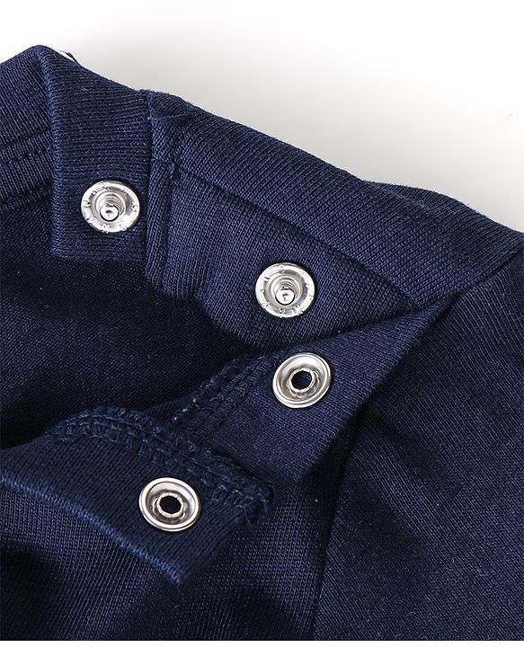 Babyhug Cotton Knit Full Sleeves Night Suit Crocodile Printed - Navy Blue