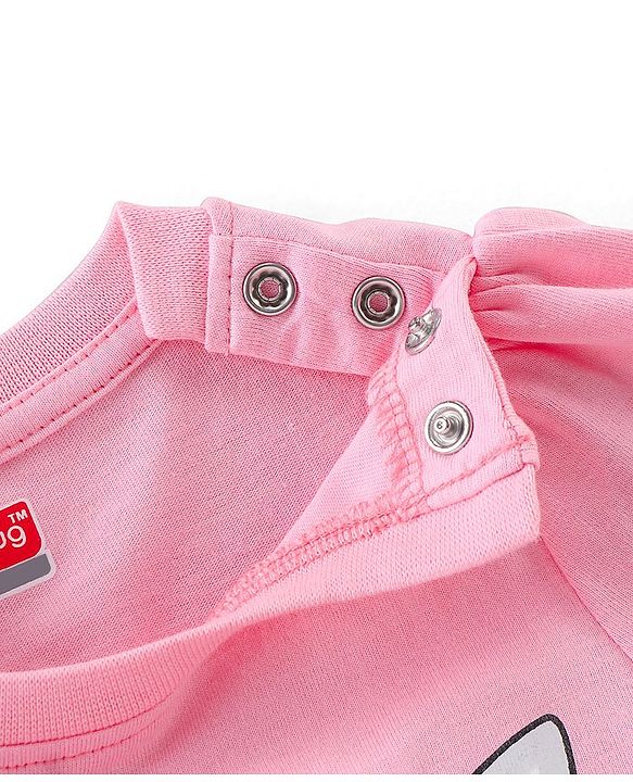 Babyhug Cotton Knit Full Sleeves Bunny Printed Night Suit - Pink