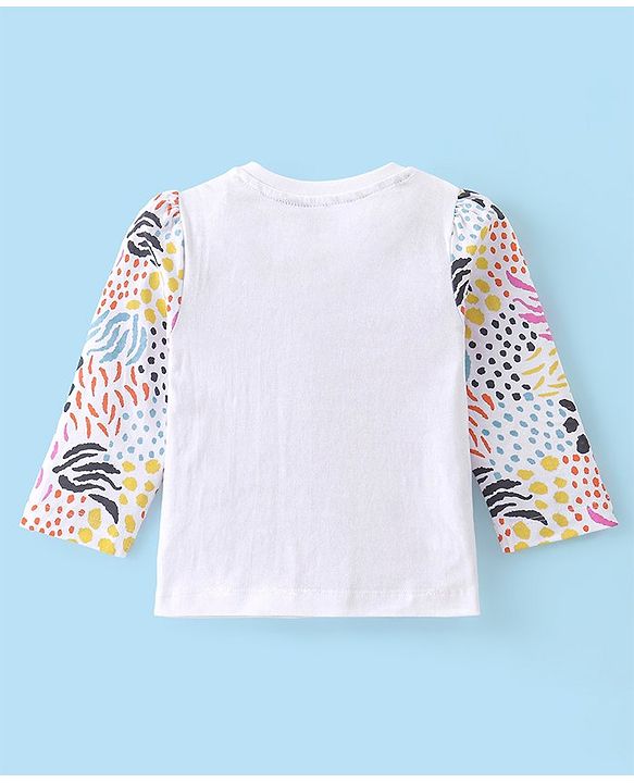 Babyhug Cotton Knit Full Sleeves Zebra Printed Night Suit - White