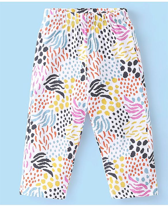 Babyhug Cotton Knit Full Sleeves Zebra Printed Night Suit - White