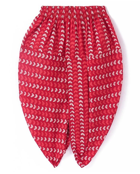 Babyhug 100% Cambric Full Sleeve Printed Kurta With Dhoti Set - Red