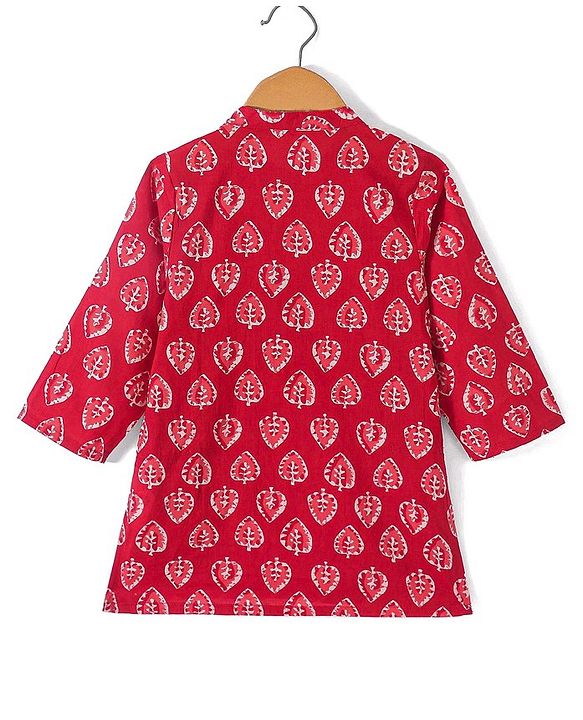Babyhug 100% Cambric Full Sleeve Printed Kurta With Dhoti Set - Red