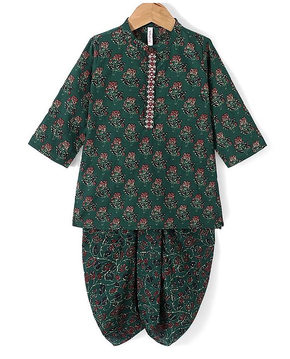 BABYHUG BOYS COTTON PRINTED DHOTI KURTA SET 4-5Y GREEN
