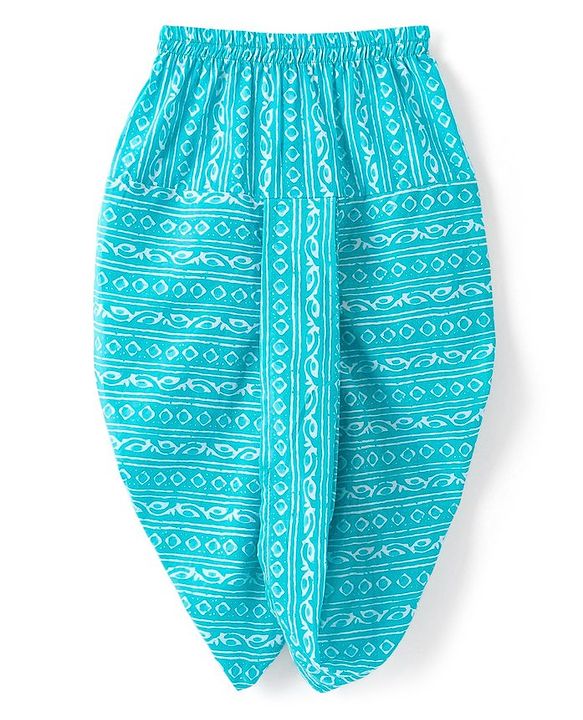 Babyhug 100% Cambric Full Sleeve Printed Kurta With Dhoti Set - Blue