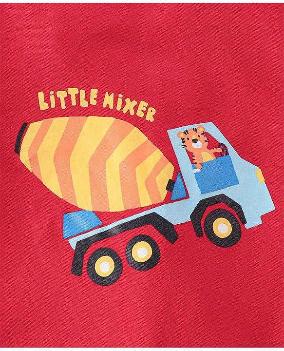 Babyhug Cotton Interlock Knit Full Sleeve Sleepsuit Stripes & Construction Vehicle Print Pack of 2 - Multicolor