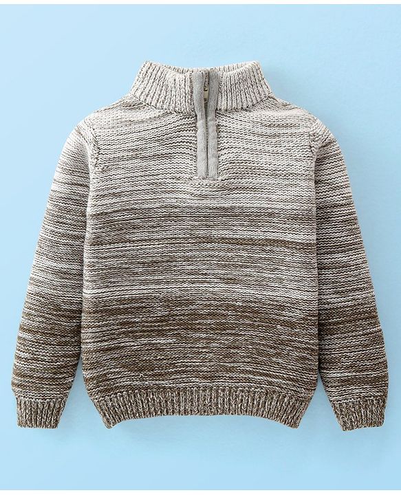 Babyhug Cotton Knitted Full Sleeves Solid Colour Sweater - Multicolour