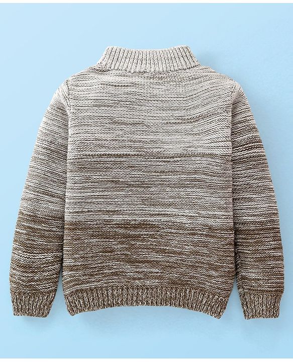 Babyhug Cotton Knitted Full Sleeves Solid Colour Sweater - Multicolour