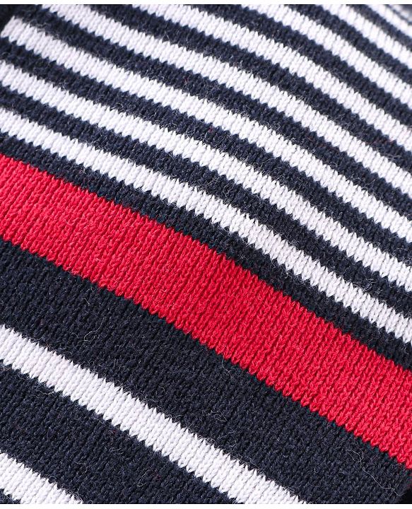 Babyhug Cotton Knitted Full Sleeves Striped Front Zipper Sweater - Multicolour
