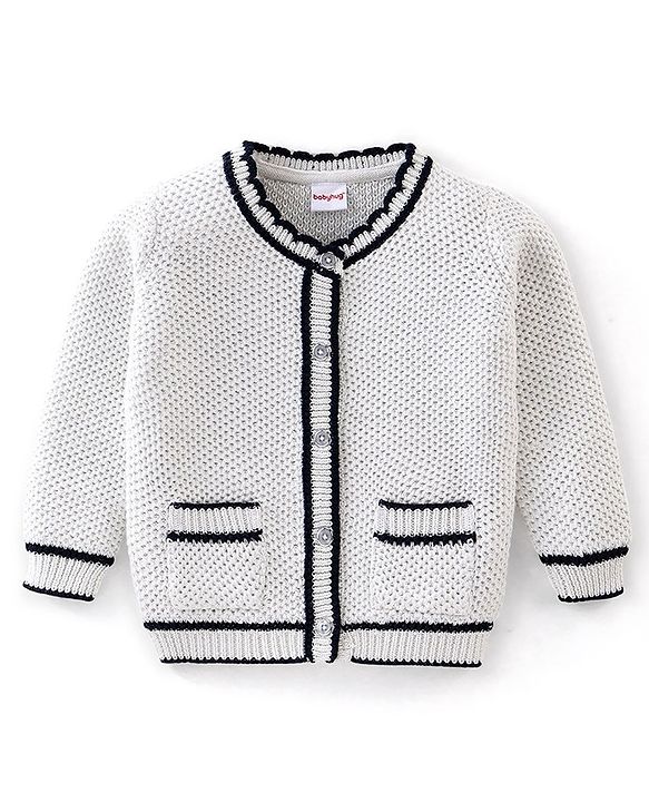 Babyhug Cotton Knit Full Sleeves  Light Winter Front Open Sweaters - Grey