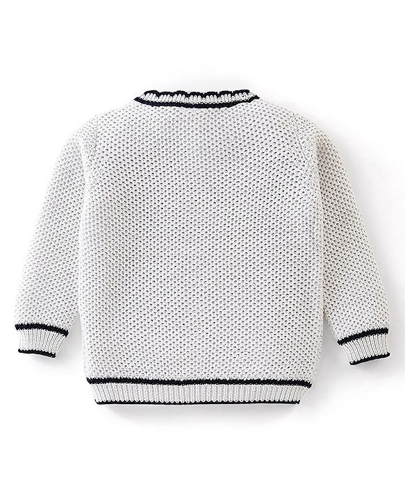 Babyhug Cotton Knit Full Sleeves  Light Winter Front Open Sweaters - Grey