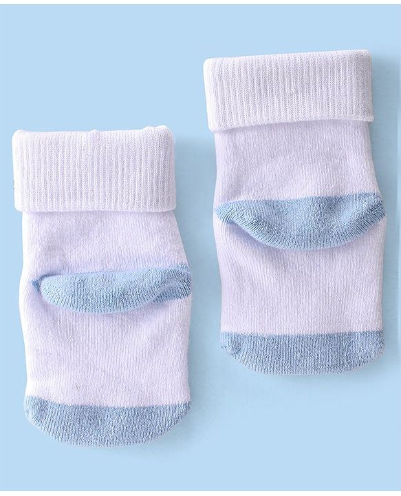 Cute Walk By Babyhug Terry Anti-Bacterial Ankle Length Socks With Panda Print Pack Of 3 - White Blue & Black