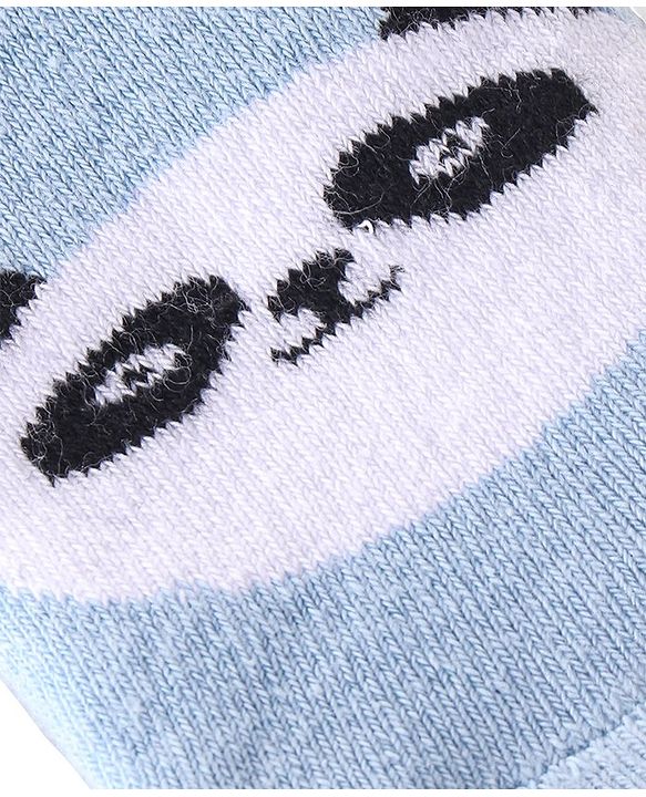 Cute Walk By Babyhug Terry Anti-Bacterial Ankle Length Socks With Panda Print Pack Of 3 - White Blue & Black