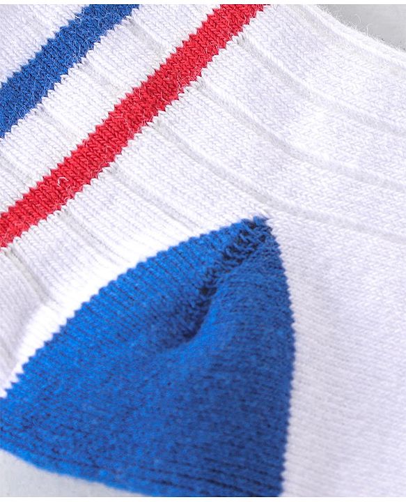 Cute Walk By Babyhug Anti-Bacterial Ankle Length Terry Socks Pack Of 3 - White & Blue