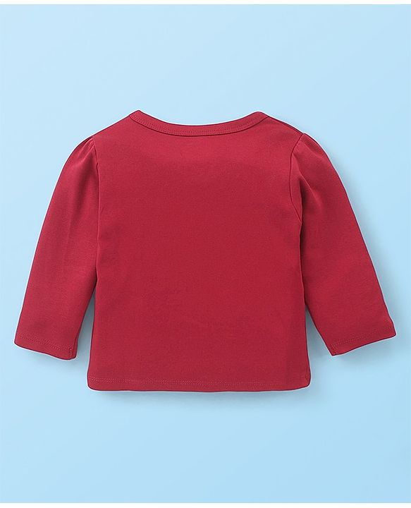 Babyhug 100% Cotton Full Sleeves Vest With Teddy Print Pack Of 3 - White Maroon & Pink