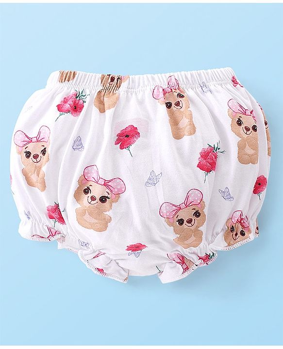 Babyhug 100% Cotton Bloomers Printed Pack of 3 - Pink & Red