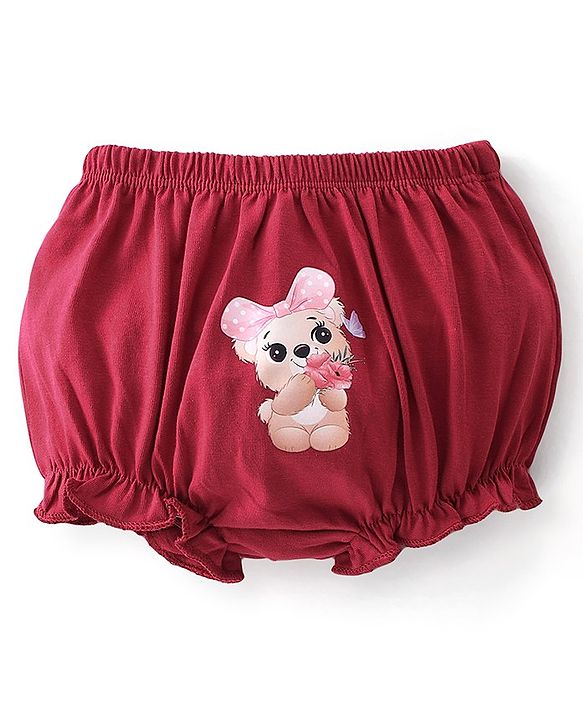 Babyhug 100% Cotton Bloomers Printed Pack of 3 - Pink & Red