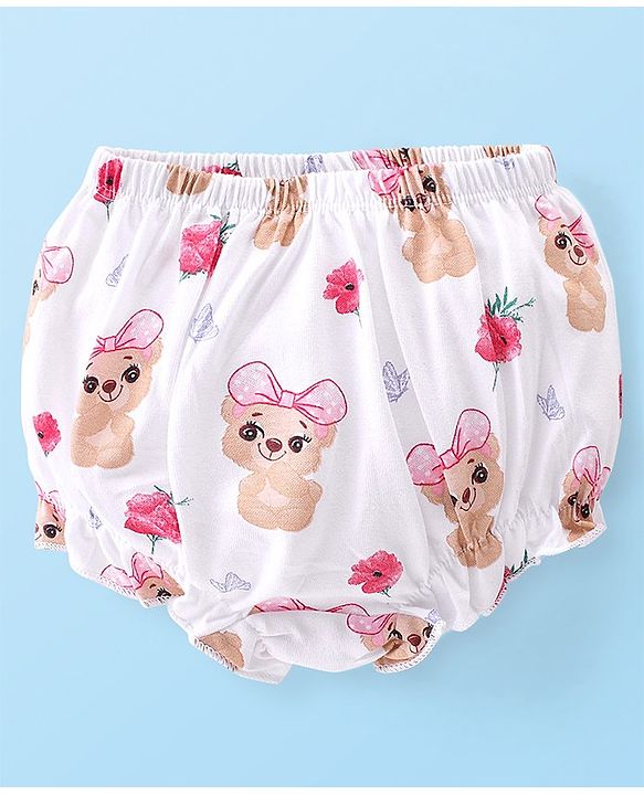 Babyhug 100% Cotton Bloomers Printed Pack of 3 - Pink & Red