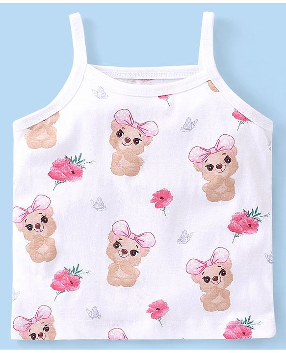 Babyhug 100% Cotton Knit Sleeveless Slips Pack of 3  Bear Print - Multicolour
