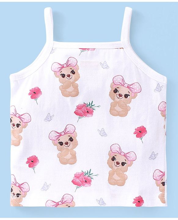 Babyhug 100% Cotton Knit Sleeveless Slips Pack of 3  Bear Print - Multicolour