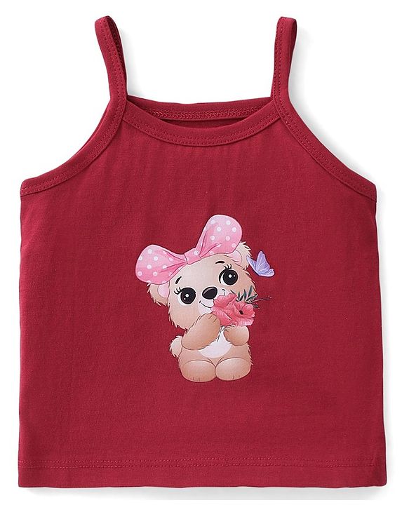 Babyhug 100% Cotton Knit Sleeveless Slips Pack of 3  Bear Print - Multicolour