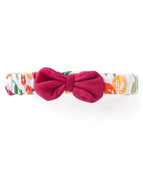 Babyhug 100% Cotton Full Sleeves Frock Style Onesie with Hairband Butterflies Print - Multicolour